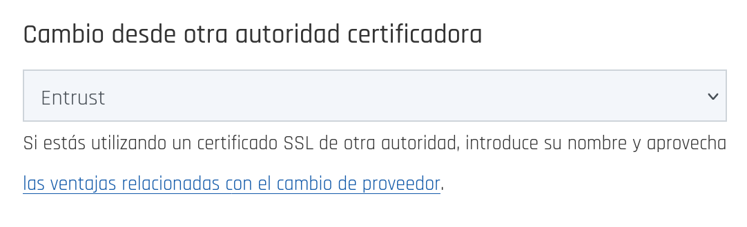 Cambio de otra autoridad certificadora